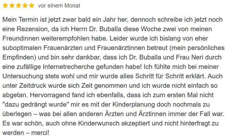 Témoignage il y a 1 mois Témoignage il y a 2 mois de Dr. med. Stefan Buballa - Gynécologue Berne